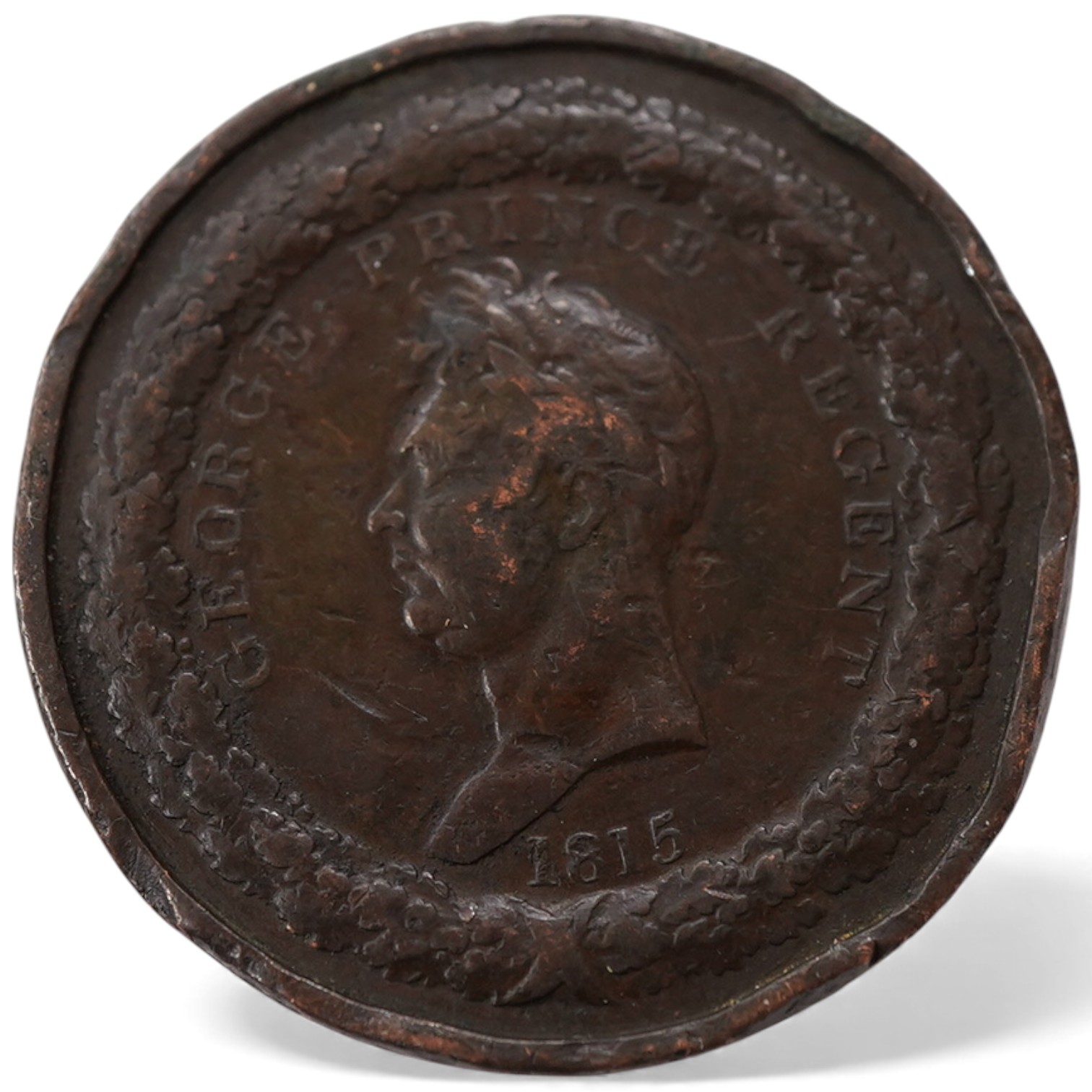 Trial Pattern AE Wellington Waterloo medal 1815, obv., George Prince Regent, Fine or better